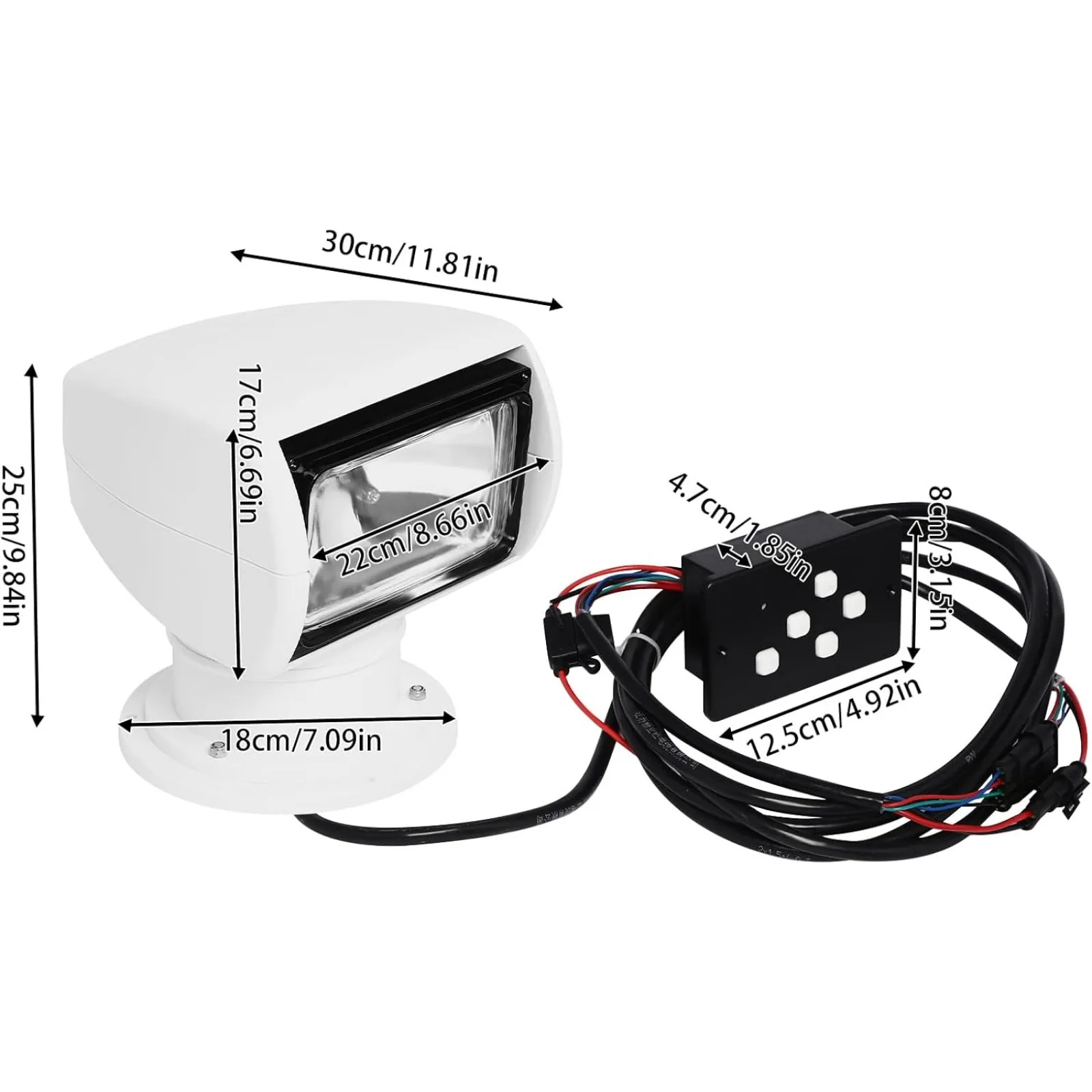 Scheinwerfer Marine Spot Licht Boot Suchscheinwerfer Fernbedienung 12V 100W Wasserdicht 360 °   Drehen Sie die Beleuchtung für Boot, LKW, Auto, Weiß