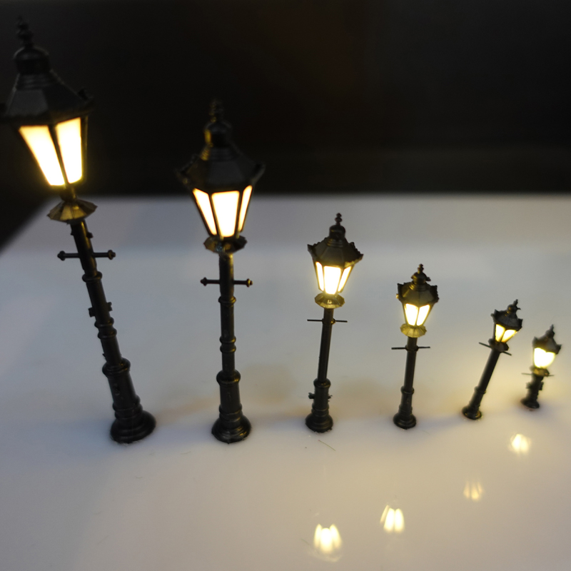 3 uds 1:87 HO escala modelo de luz farola de ferrocarril LED 3V linternas de parque farola modelo ferrocarril/modelo lámparas de parque/ayout de tren
