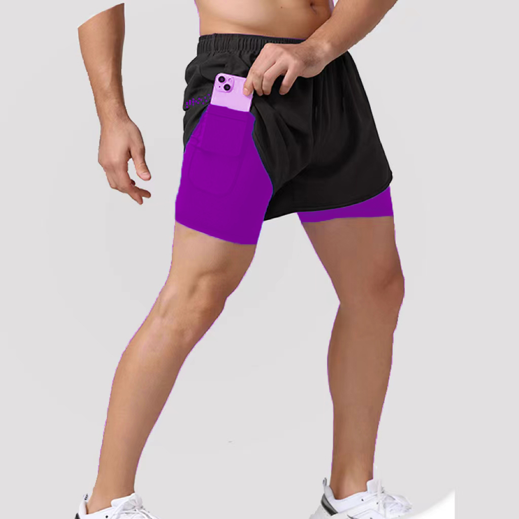 2024 pantalones cortos para correr ropa deportiva 2 en 1 pantalón corto de entrenamiento verano de dos pisos playa Homme ropa para correr gimnasio pantalones cortos deportivos hombres