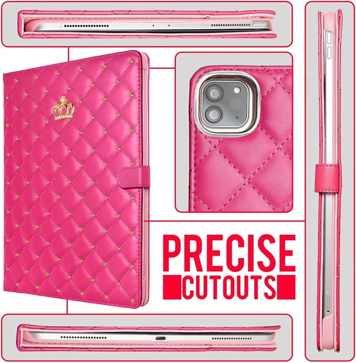 Роскошный чехол Crown Bling Diamond для iPad Air 11 2024 Pro 11 9.7 10.2 Mini 4 5 6 Чехол из искусственной кожи iPad 7th 8th 9th 10th Gen