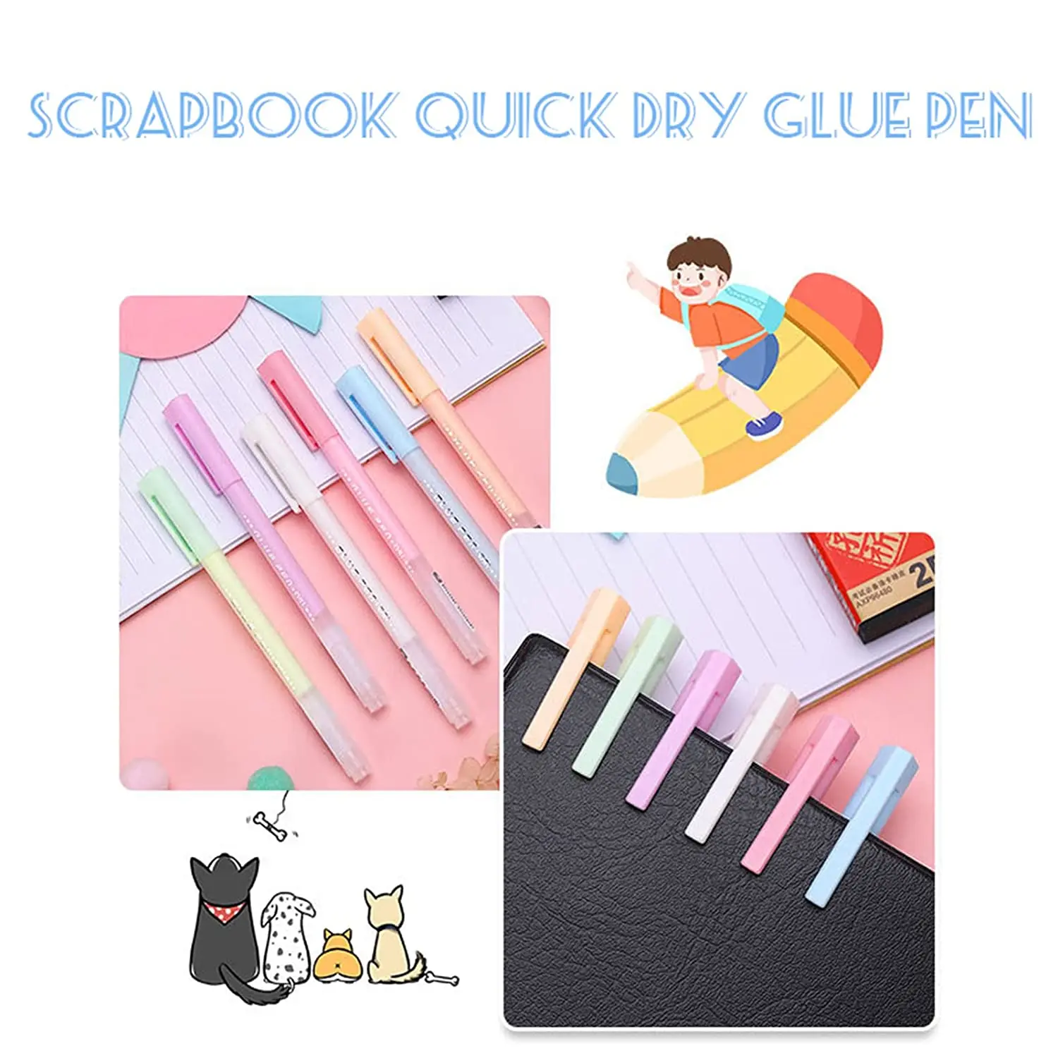 6 ชิ้นสมุดภาพ Quick แห้งกาวปากกากาวกาวปากกา Crafting ปากกาผ้ากาวปากกาสําหรับ Scrapbooking Papercrafts Accessorie