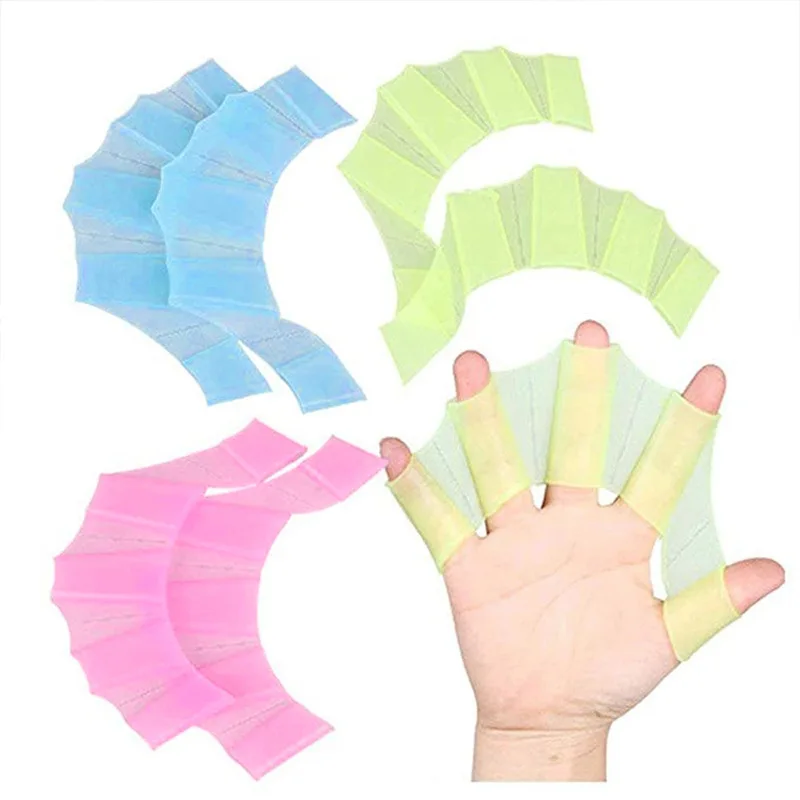 ซิลิโคนว่ายน้ํา Fins Flipper ผู้ชายผู้หญิงเด็กสระว่ายน้ํากีฬา Professional การฝึกอบรมนิ้วมือถุงมือ Webbed Paddles อุปกรณ์