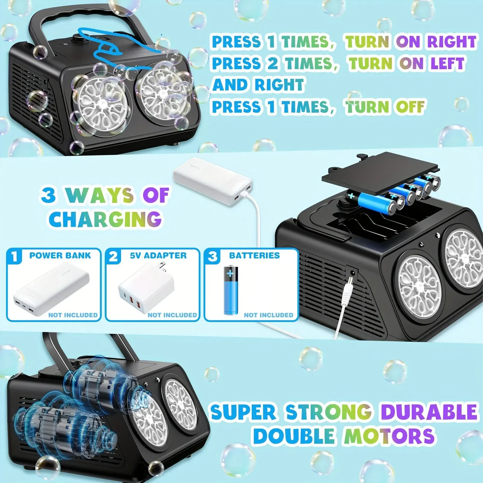 มือถืออัตโนมัติ Bubble Machine เด็กแบบพกพา Bubble Machine งานแต่งงานกลางแจ้งเกมฟองน้ําไม่มีแบตเตอรี่