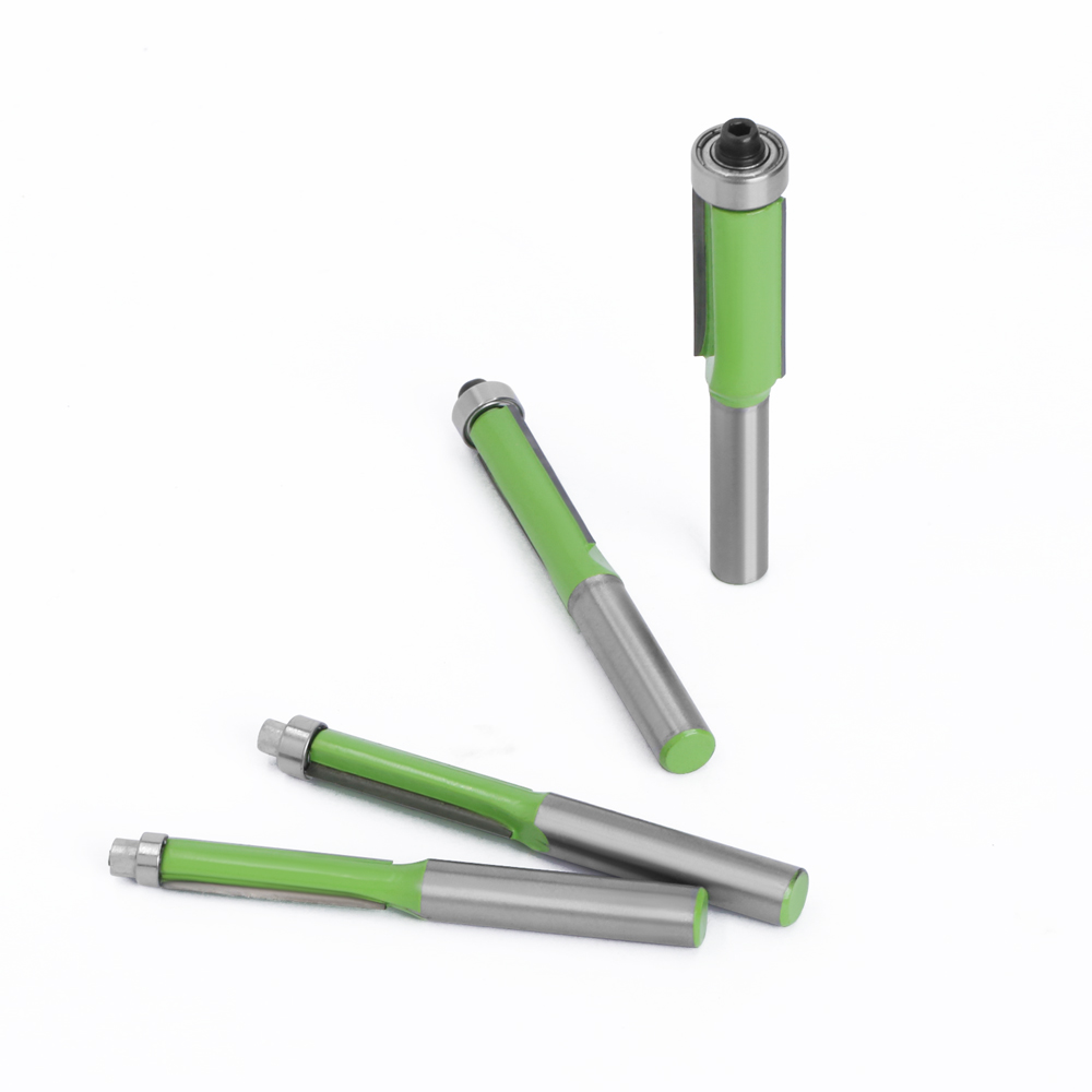 LAVIE 8mm Schaft Hellgrün Flush Trim Router Bit mit Lager für Holz Vorlage Muster Bit Wolframkarbid Fräser