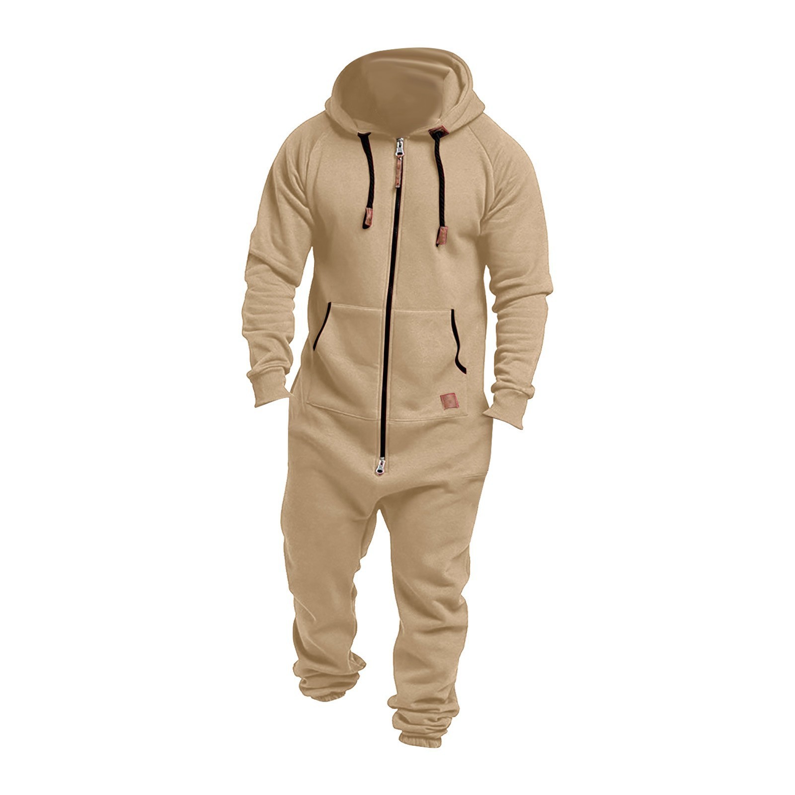 2024 Mens Onesie Jumpsuit 잠옷 긴 소매 운동복 순수 컬러 스플 라이스 가을 겨울 캐주얼 까마귀 남성 지퍼 점프 슈트