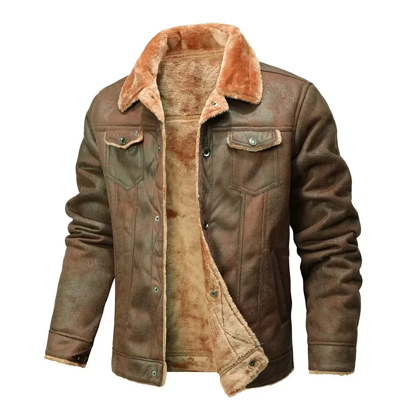 Winter Männer Wildleder Leder Mantel Hochwertige Männliche Verdicken Warme Jacke Jugend Mode Lässig Mantel Männer Kleidung Herren Leder Jacke