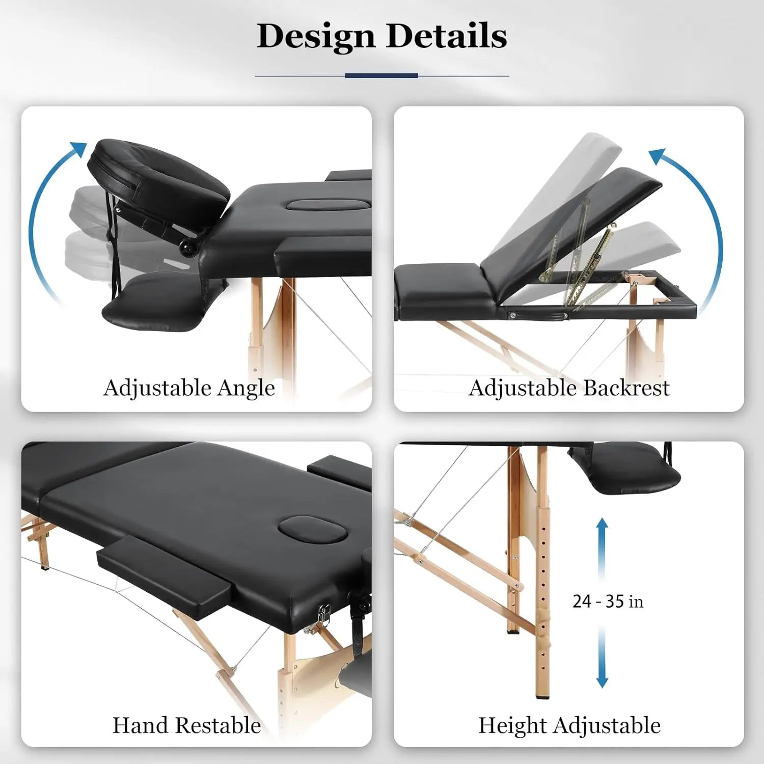 Massage Tables Portable Lash Bed for Eyelash Extensions 73 inch Long Tattoo Table Height Adjustable Professional 3-Fold Lightwei