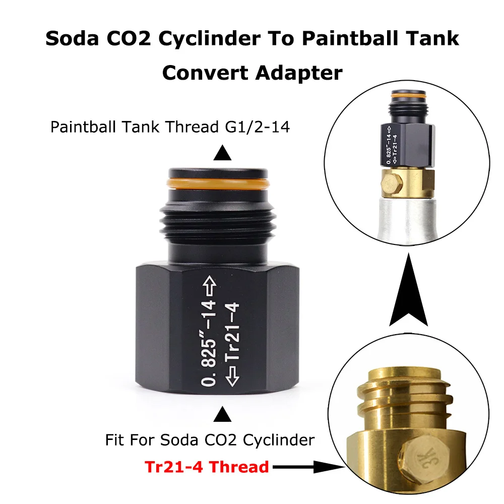 Co2 Cylinder Convert Adapter To Paintball CO2 Tank Thread Fit Co2 Cartridge Or SodaStream CO2 Cylinder(Tr21-4)