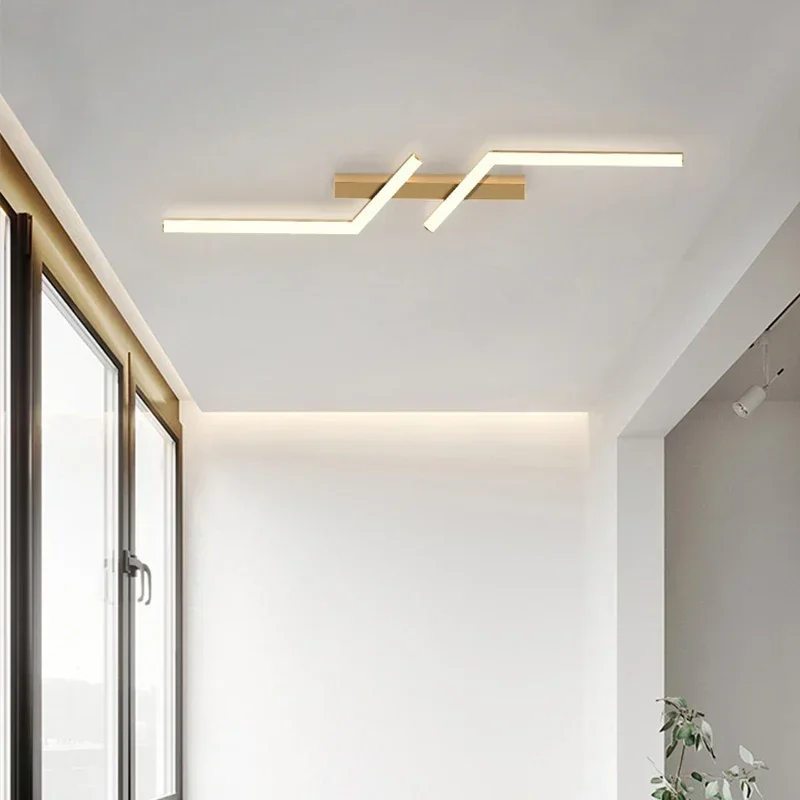 Luz de techo LED moderna, 60/80/100/120CM, lámparas para sala de estar, comedor, dormitorio, linternas, iluminación de techo de líneas simples escandinavas