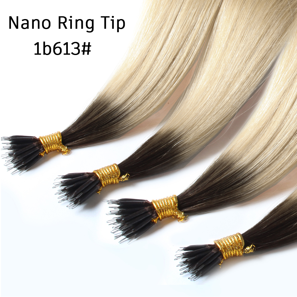 Rechte Nano Ringen Tip Haarverlenging Ombre Natuurlijke Maagd 100% Menselijk Haar Bulk Blonde Bundels Micro Kralen Groothandel keratine