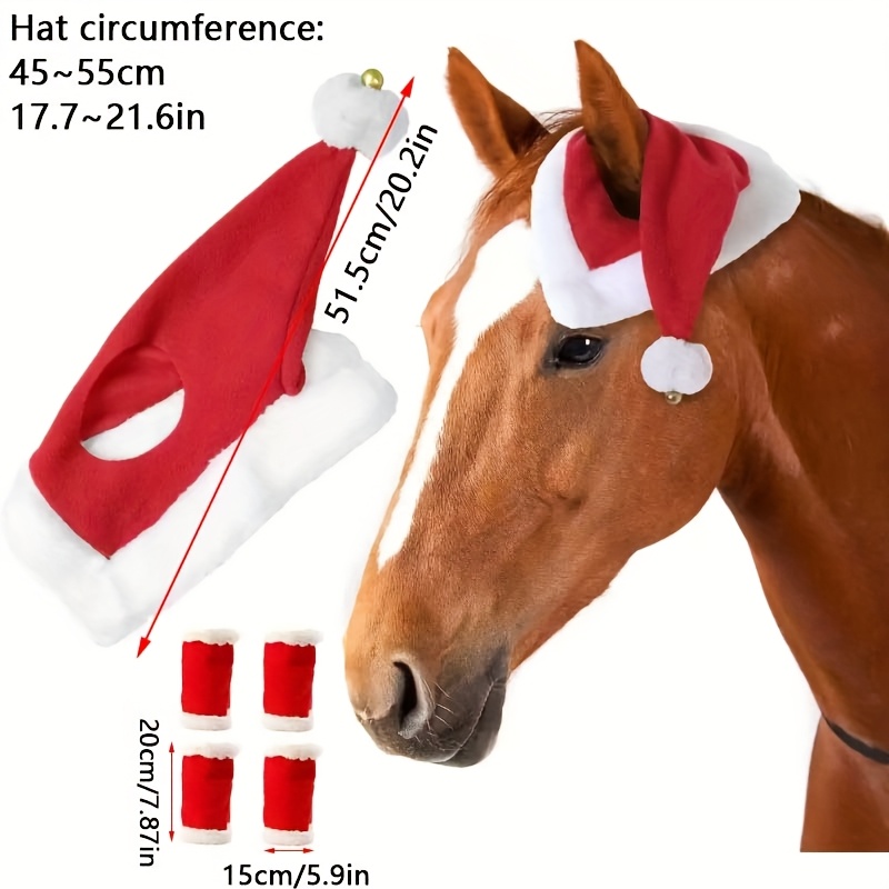 New Christmas Set Pet Horse Leggings Horse Hat Saddle Standing Wrap Horse Legs Loose and Comfortable