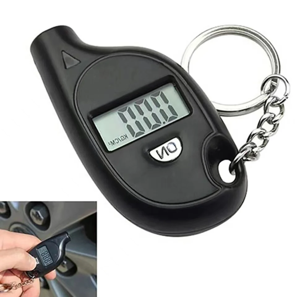 Medidor Digital de presión de aire de neumáticos de coche, herramientas de prueba de alarma de seguridad, pantalla LCD