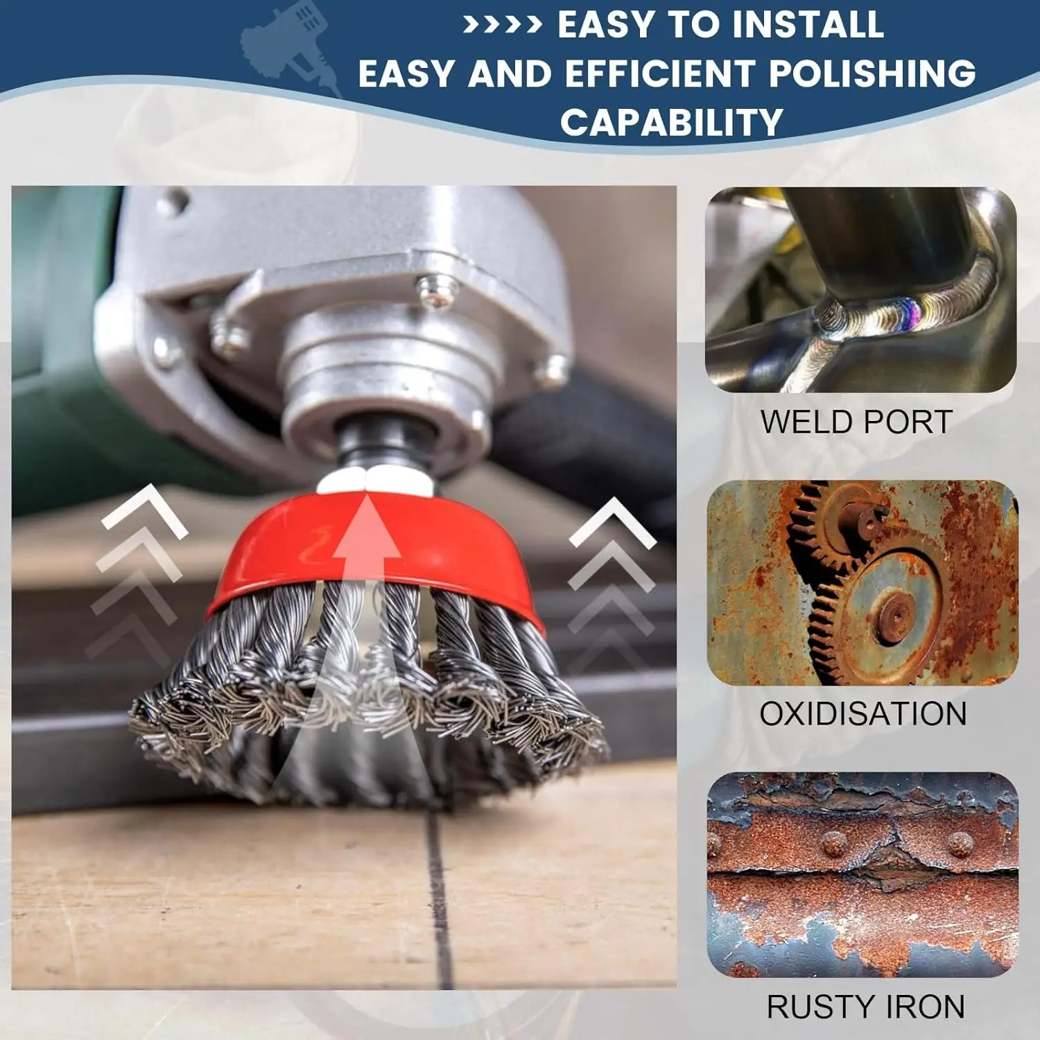 SI FANG M14 แปรงลวดเหล็กบิดสําหรับเครื่องบดมุมกําจัดสีขัด Strong Rotary Twist Knot