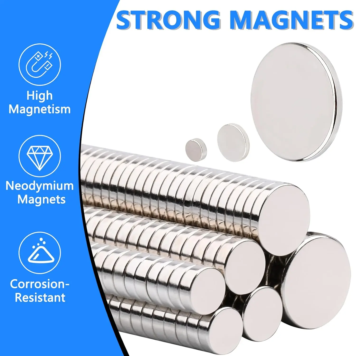 Super Strong Round Magnets Powerful Magnets for Fridge, DIY, Building, Scientific, Craft, and Office Magnets
