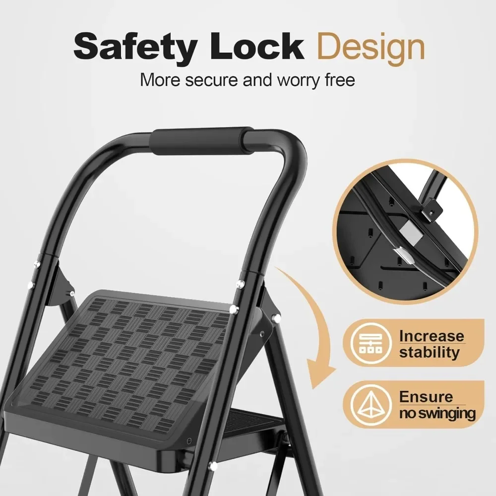 2 Step Ladder, Stool for Adults,2 Step Ladder Folding Step Stool with Wide Pedal Ergonomic Design
