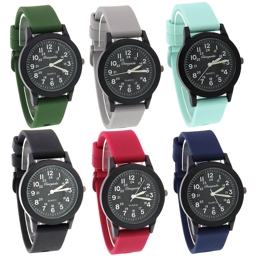 Reloj deportivo de cuarzo para hombre y mujer, cronógrafo de pulsera con batería japonesa, resistente al agua, 12 colores