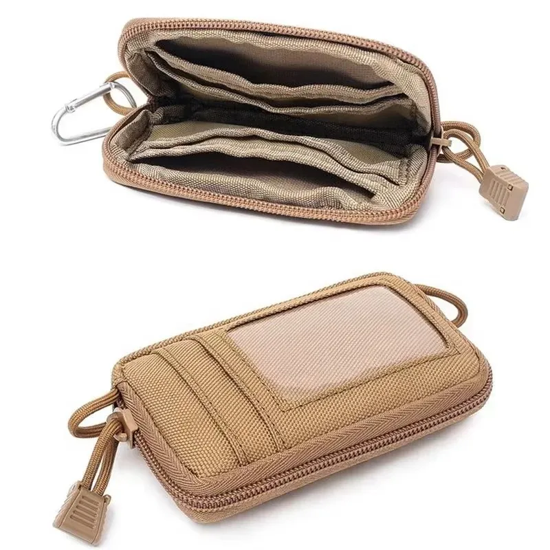 Bolsa tática edc para chaves ao ar livre, carteira, porta-moedas com compartimentos para cartões, pacote com zíper, acampamento, bolsa de cintura à prova d'água