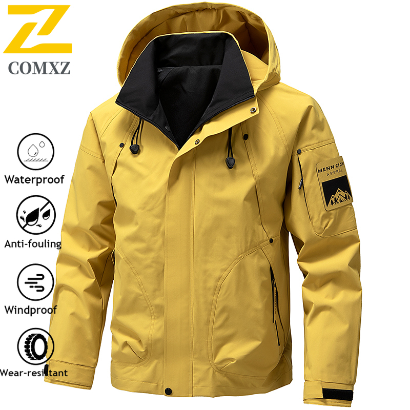 Gorpcore-Chaqueta de pesca impermeable para hombre, cortavientos de talla grande a prueba de viento, para acampar, cazar, correr, deportes, Abrigo con capucha, otoño