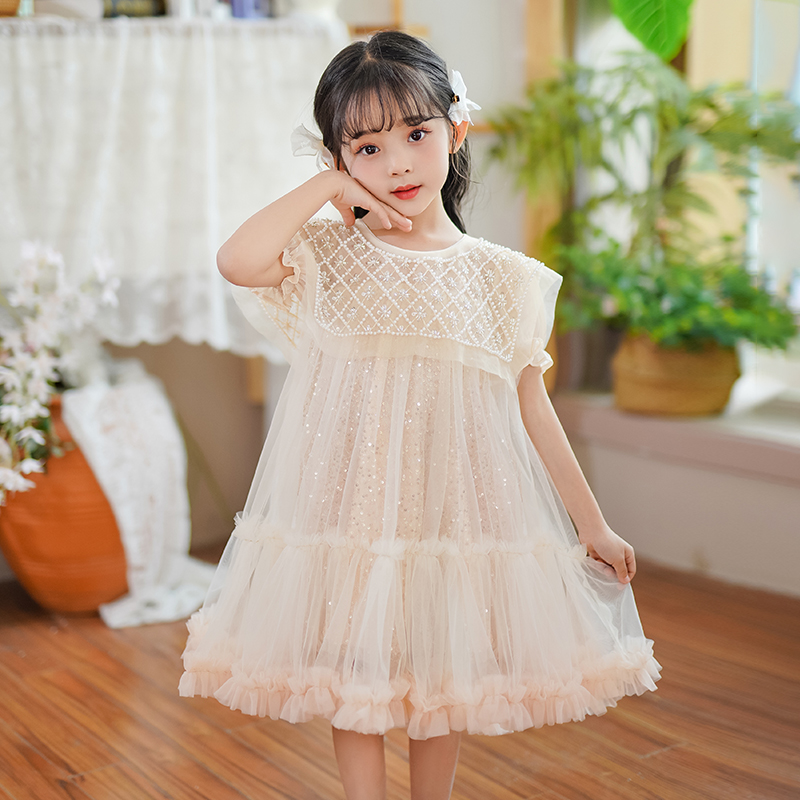 Robes de princesse Super féeriques en Tulle pour filles, manches volantes, étoile arc-en-ciel, paillettes, gâteau, maille bouffante, fête d'anniversaire pour enfants