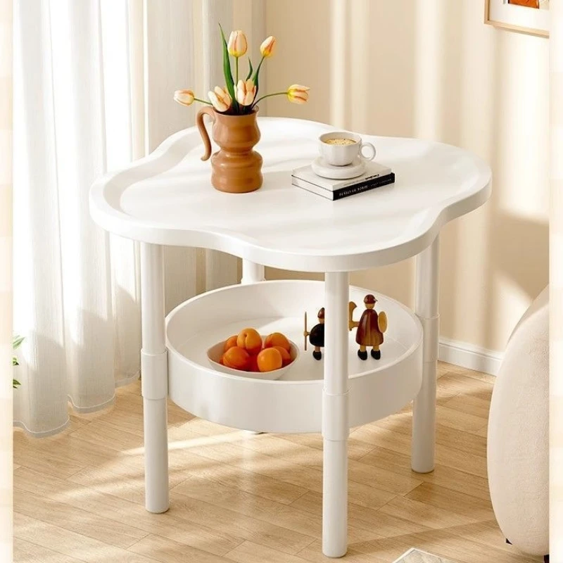 Mesa de centro durável, mesa lateral para quarto, cabeceira, moderna, simples, pequena, mesa de chá, prateleira de armazenamento multifuncional, mesa pequena