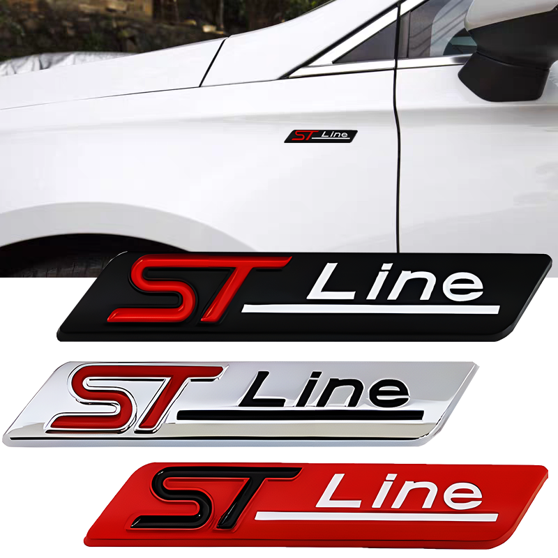 Logo 3D Metal ST Line para coche, insignia para maletero trasero, emblema Sider, pegatina para guardabarros para Ford STLine Focus Fiesta Mondeo