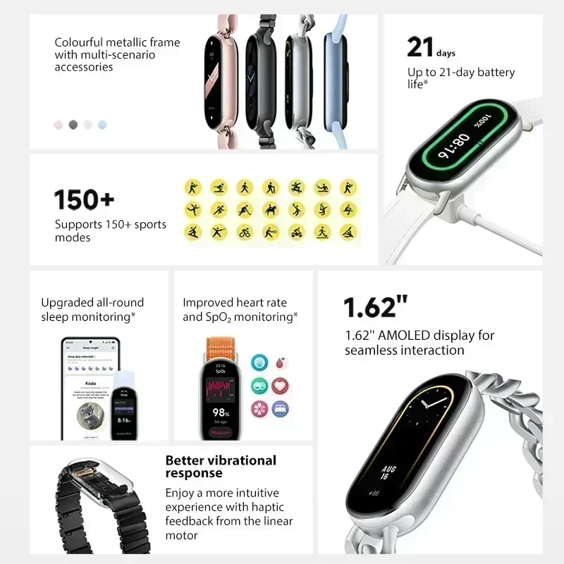 [World Premiere]Global Version Xiaomi Smart Band 9 150+ Sports Modes Sleep Monitoring 1.62" AMOLED Display 21-day Life