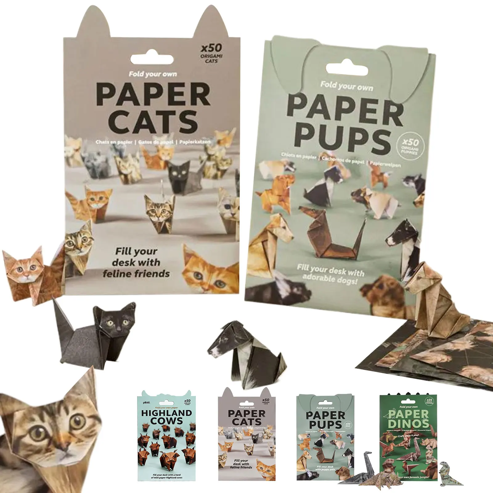 Papel artesanal hecho a mano para gatos, papel creativo para manualidades, gato, perro, dinosaurio, Animal plegable, juego de papel artesanal para decoración del hogar, regalos para niños