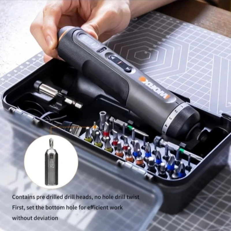 Worx-juegos de 30 bits, herramientas eléctricas WX242, juego de destornilladores eléctricos, taladro inalámbrico inteligente, destornilladores, juego recargable por USB, reparación del hogar
