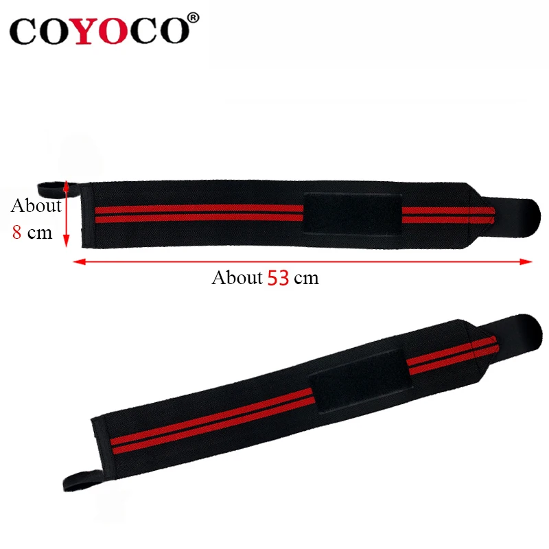 1 쌍 조정 가능한 붕대 역도 손목 밴드 손목 보호대 중괄호 지원 COYOCO 브랜드 전문 스포츠 그레이