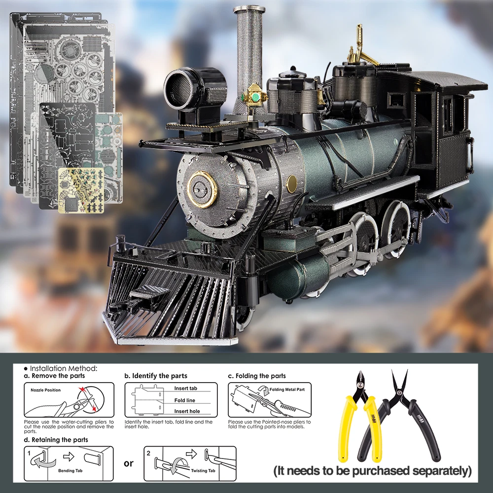 Piececool ปริศนา 3d โลหะ Mogul หัวรถจักร 282 ชิ้นประกอบชุดอาคารชุดของเล่น DIY สําหรับผู้ใหญ่
