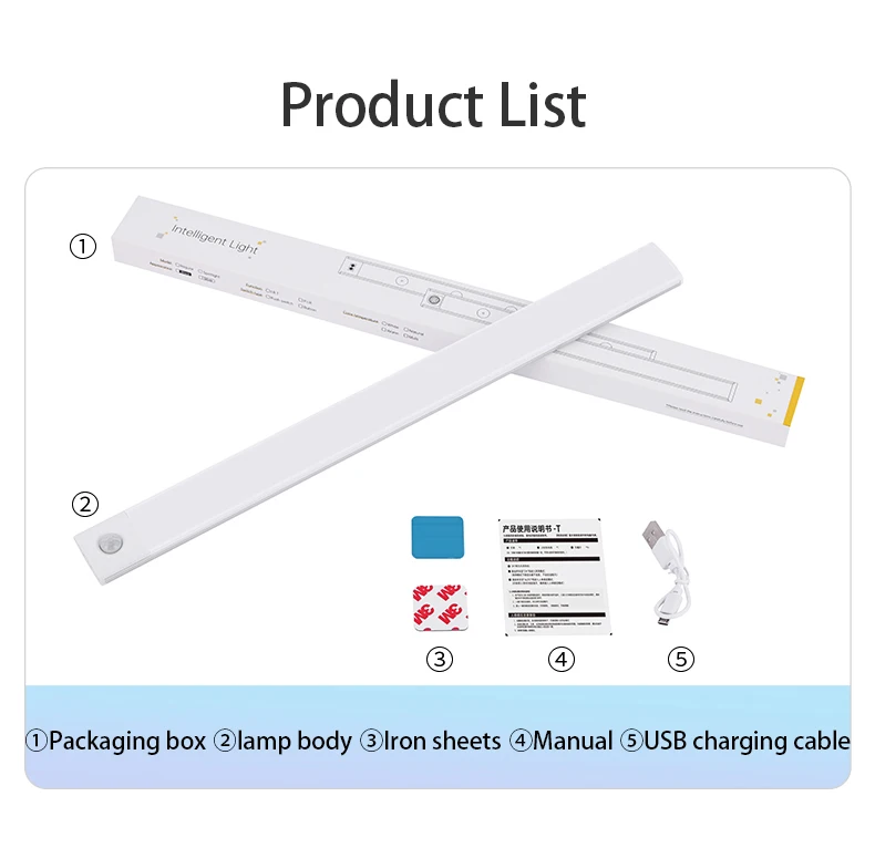 LED Light Type C ชาร์จ Motion Sensor Night ไฟสําหรับห้องครัวตู้เสื้อผ้าตู้แสง 10 ซม./20 ซม./30 ซม./40 ซม./50 ซม.