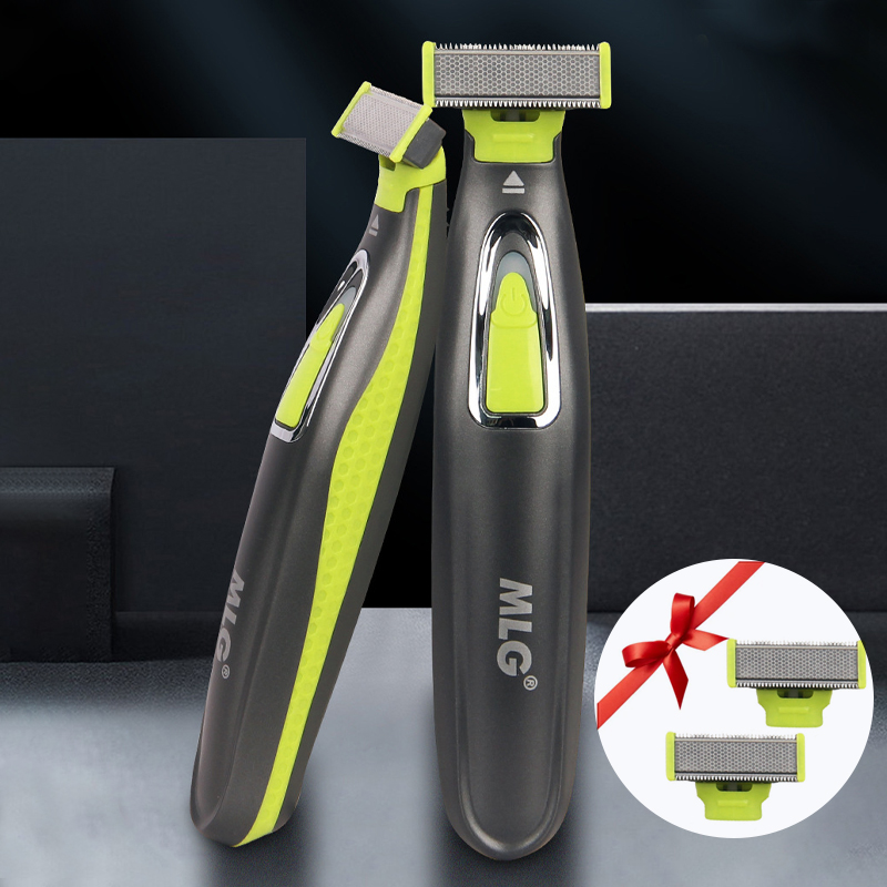 Afeitadora eléctrica para hombres y mujeres, recortadora portátil de cuerpo completo, cuchilla USB en forma de T para barba y axila con 2 cuchillas de repuesto