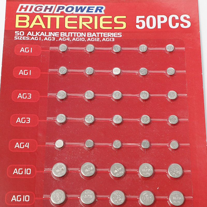 50PCS 1.55V AG13 pila LR44 L AG1 AG3 AG4 AG10 AG12 SR44 Button Batteries A76 LR1154 GP7 Cell Coin Watch Toys Remote Battery