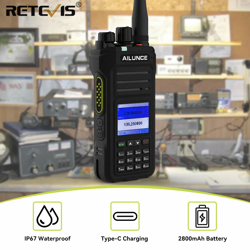 Retevis Ailunce HA1G GMRS Walkie Talkie IP67 Wasserdichter Zwei-Wege-Radiosender USB C 5W GMRS Tragbarer Transceiver HT