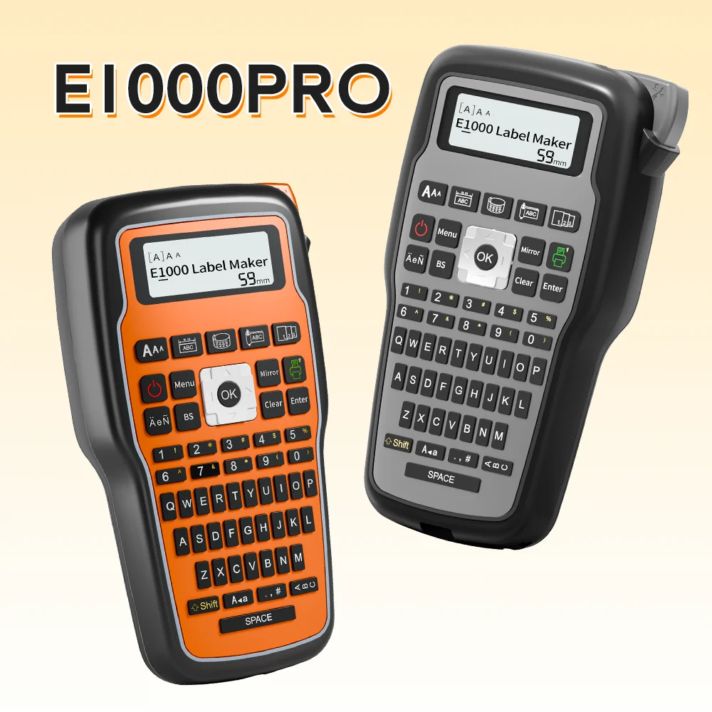 Портативный принтер этикеток E1000 PRO, 203 точек на дюйм, совместимый с Brother TZe-231 HSE-231 FX231, 6-12 мм, прочная лента для этикеток для работы