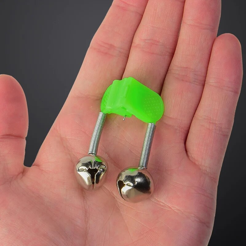 Alarmes de morsure de pêche, lot de 5 ou 10 pièces, cloches à clip, anneau vert ABS, accessoire d'extérieur