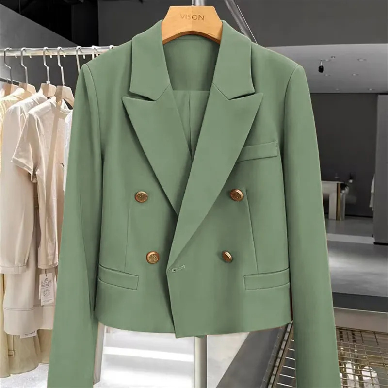 Płaszcz damski wiosenny jesienny kombinezon Khaki 2024 nowy modny koreański, z długimi rękaw blezers kurtka damska Casual Office