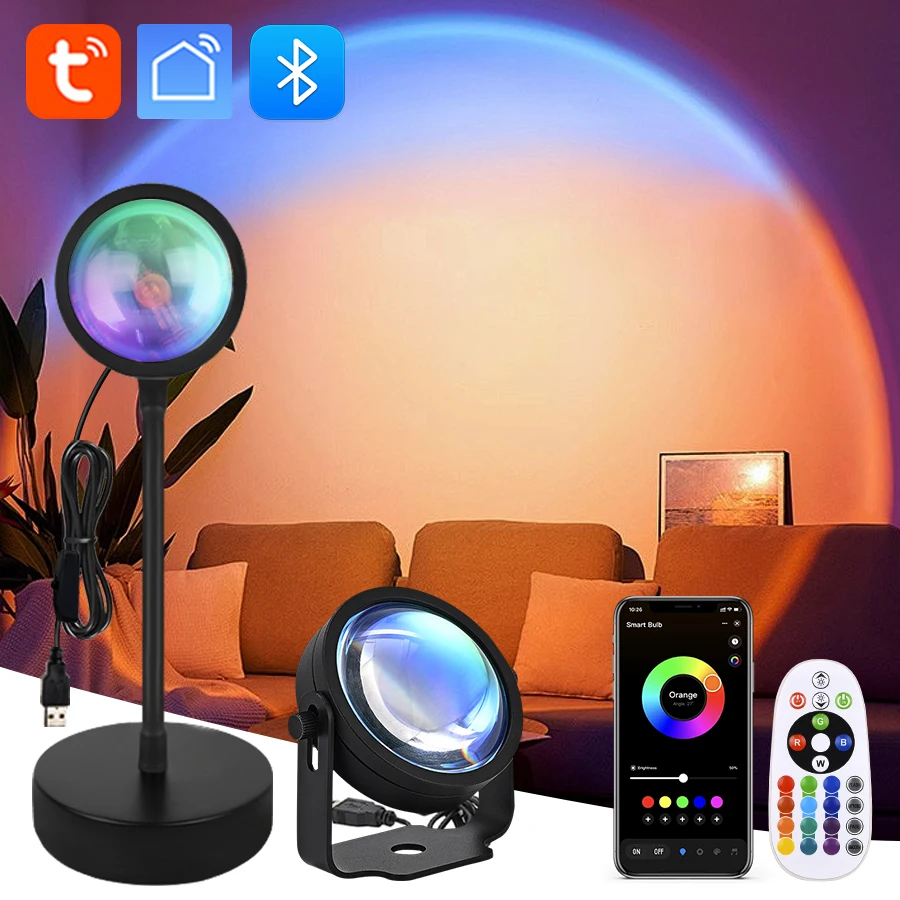 Tuya-proyector Led inteligente de puesta de sol, lámpara con aplicación Smart Life, Control remoto por infrarrojos, foco de atmósfera RGB, luz nocturna para fotografía de fiesta
