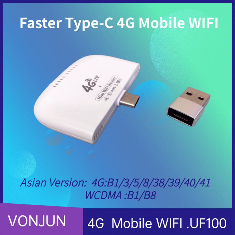 Mini router Wi-Fi UFi 4G LTE z adapterem USB Bezprzewodowy router mobilny typu C Hotspot 4G LTE Modem Router do kampera Podróżowanie Kemping