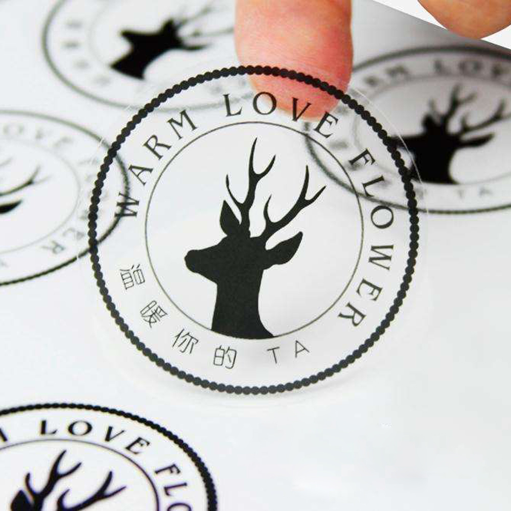 50PCS 4x4cm Transparent Waterproof Stickers Custom Logo Wedding Birthday Gift Box Stickers Design Custom Size
