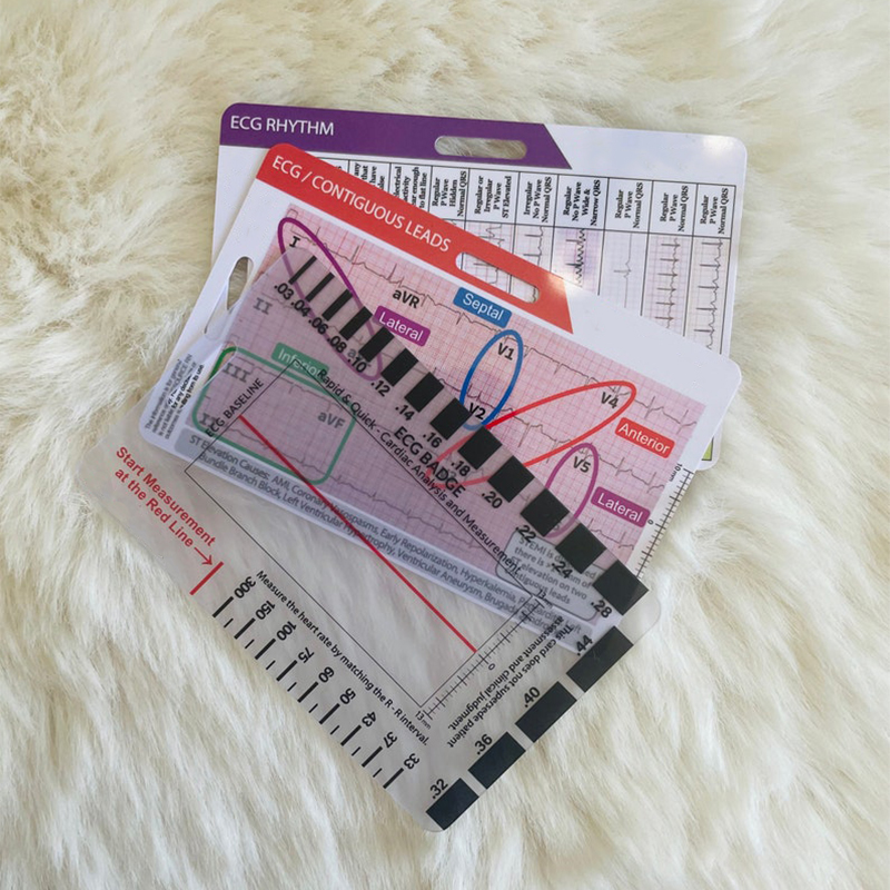 ECG/EKG Rhythm Pocket Card Pocket Card For ECG Self Measuring Ruler EGG Contiguous Leads Precision Measurement Household Tool
