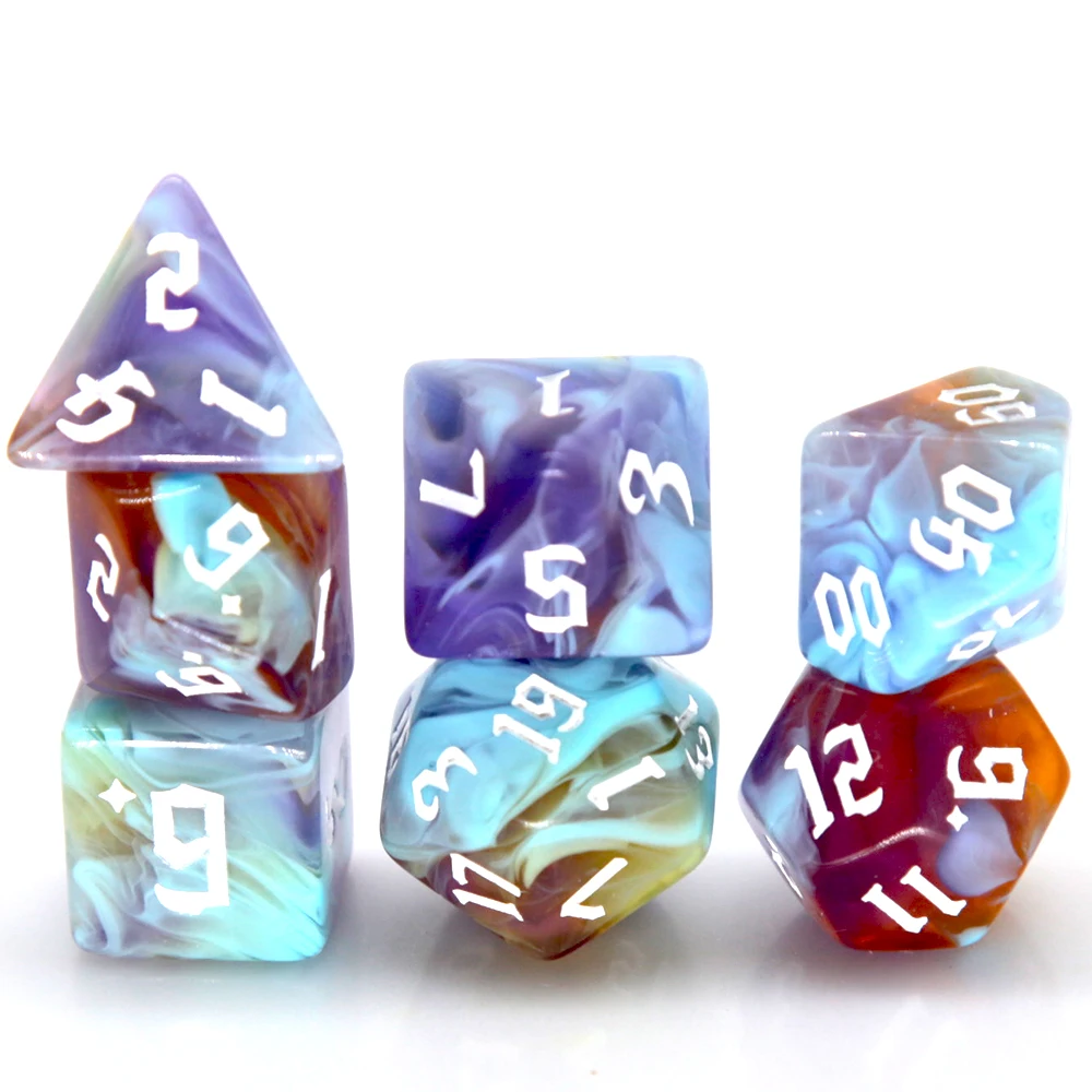 7 stks/set Acryl Polyhedrale Blend Kleur DND Spel Dobbelstenen Nummer Decoraties TRPG Games Bordspellen Entertainment Speelgoed