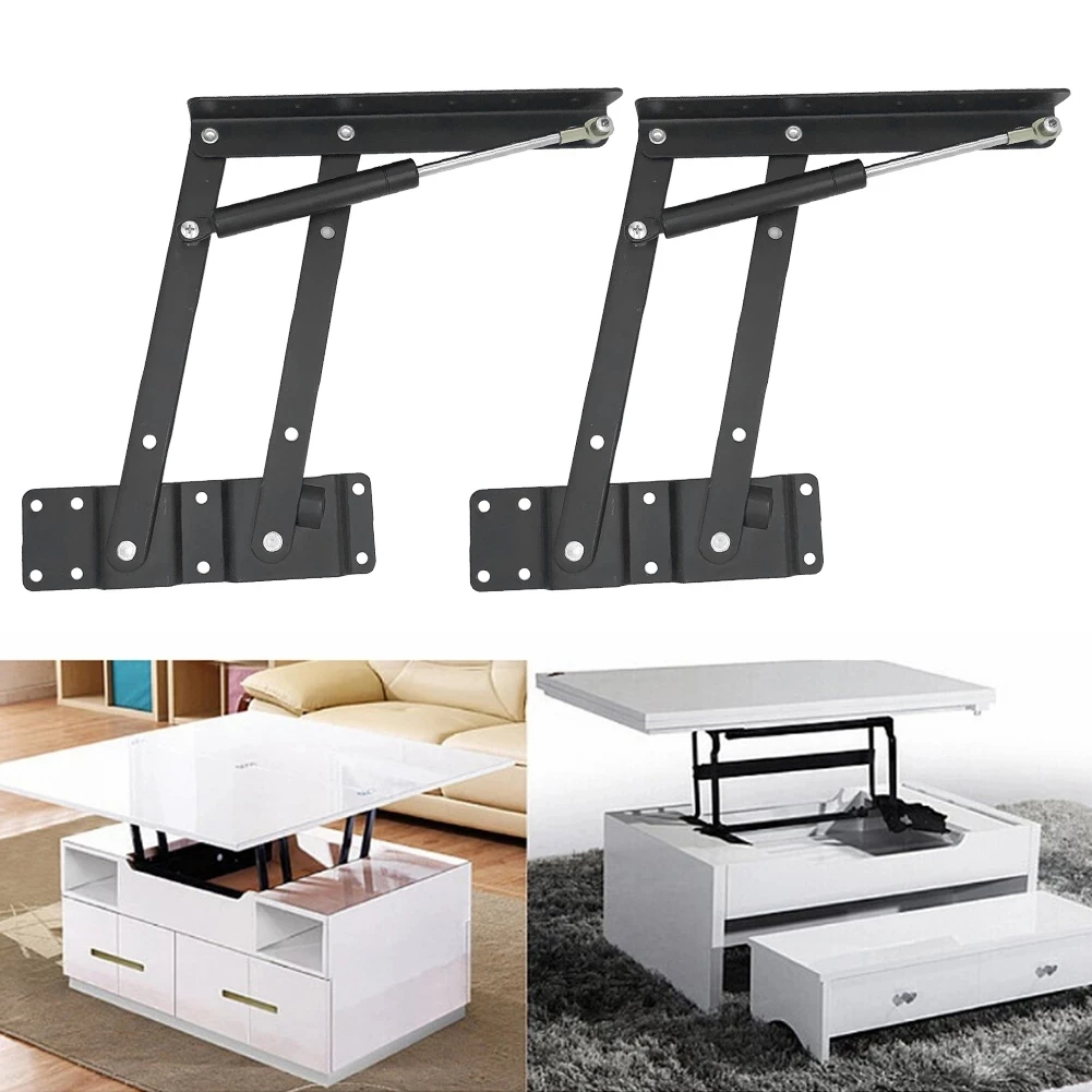 2 ชิ้น Heavy Duty Steel Practical Lift Up กาแฟตารางกลไกฮาร์ดแวร์ยกกรอบเฟอร์นิเจอร์โต๊ะพับบานพับไฮดรอลิก