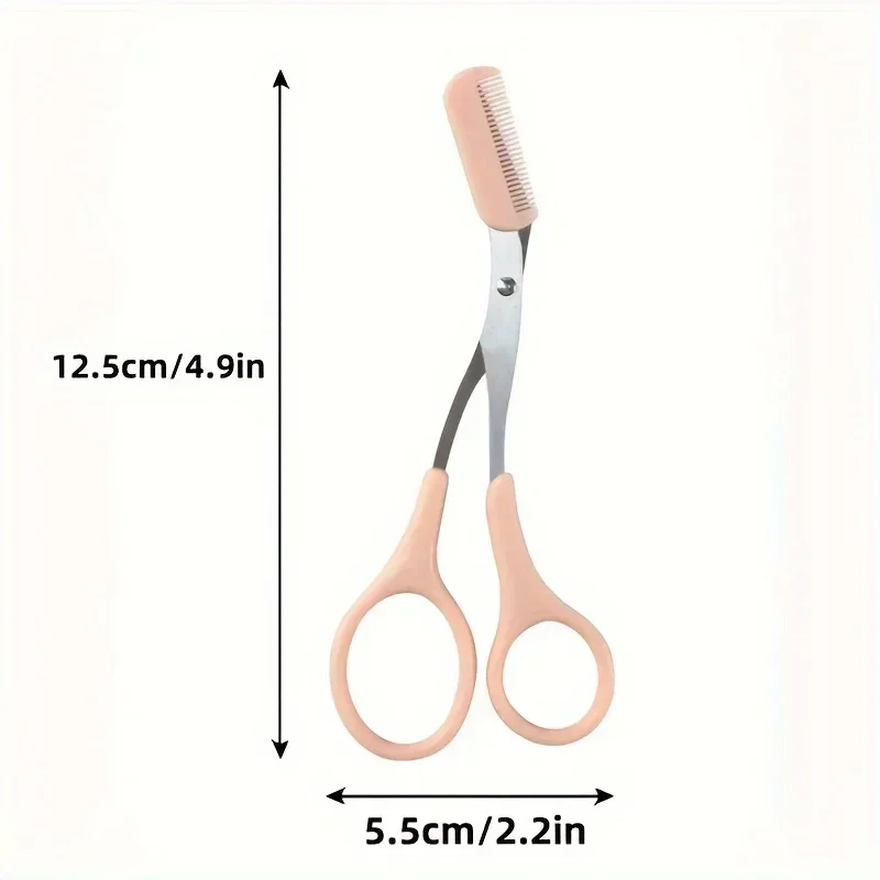 1pc Pink Eyebrow Trimming Scissors With Built-In Comb, Precision Grooming Tool For Perfect Brows Beauty Tool