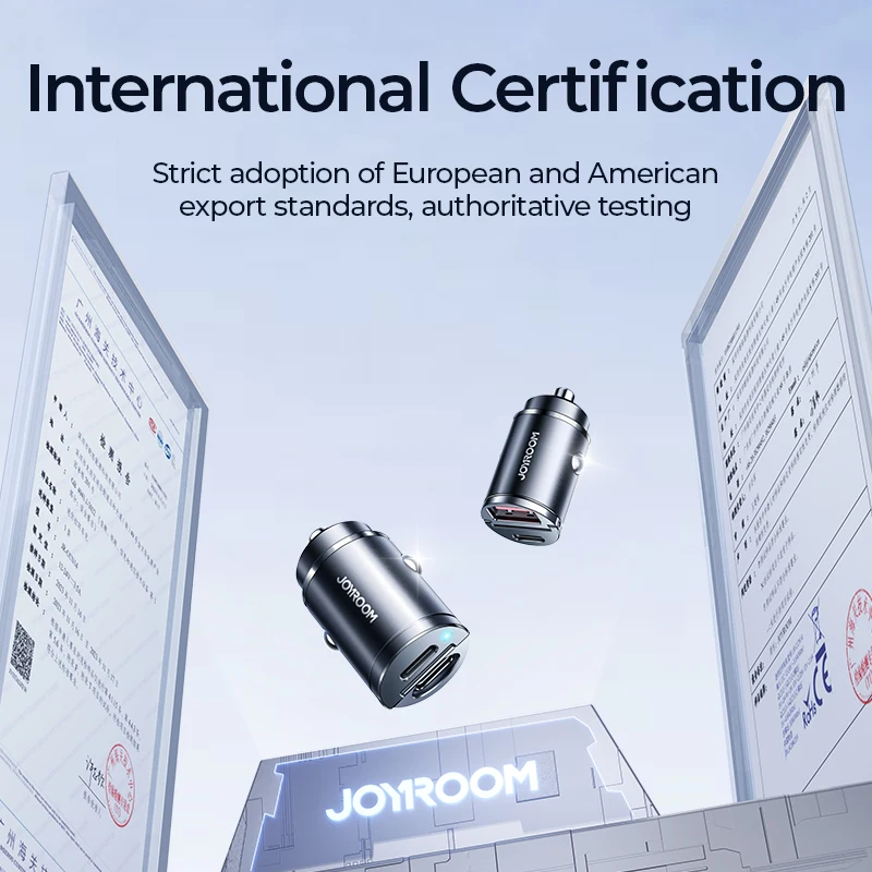 Joyroom Автомобильное мини-зарядное устройство 30 Вт, USB Type-C, два порта для быстрой зарядки