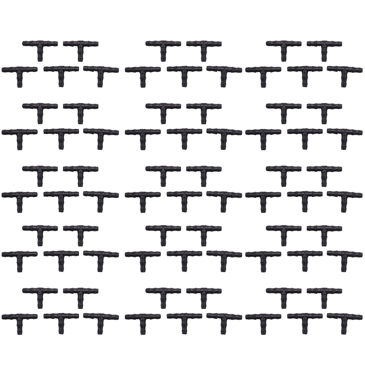 หยดชลประทาน Barbed Connectors,Universal Barbed TEE อุปกรณ์ 100 ชิ้น, เหมาะกับ 1/4 นิ้วท่อหยด (4/7 มม.ท่อ TEE)