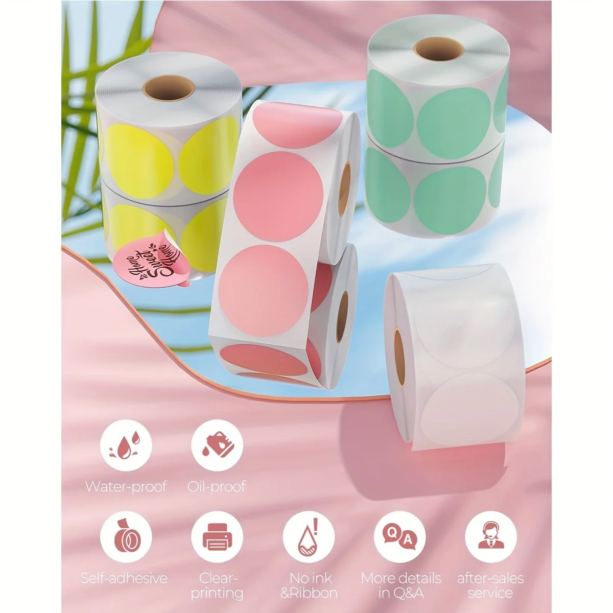 1 Roll, 600 Labels, 5.08cm Circle Thermal Sticker Label, Self-Adhesive Round Direct Thermal Label, White Multi-Purpose Roll
