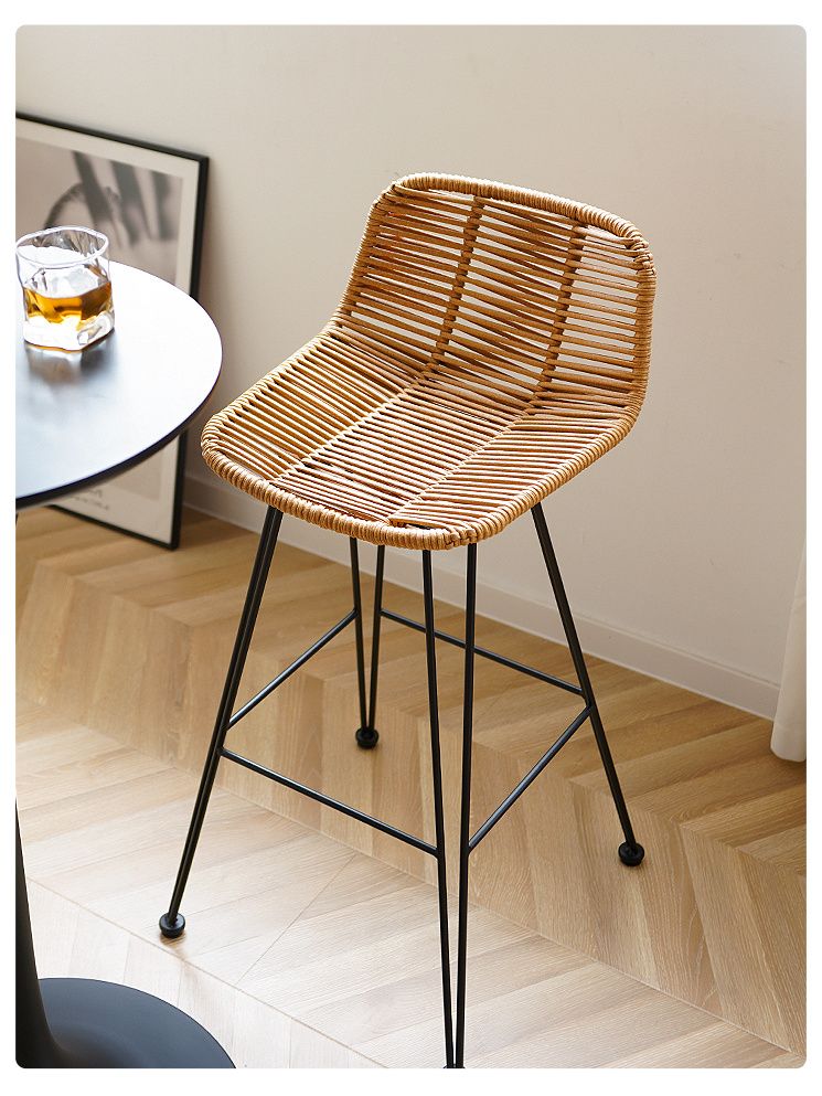 Rattan Hochstuhl Outdoor Rattan Barhocker Rezeption Stuhl Skandinavischer Rattan Hochstuhl Freizeit Balkon Stuhl Barhocker