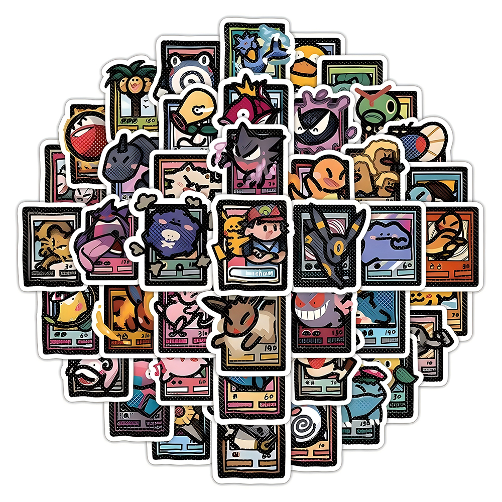 50/103 Uds. Pegatinas de Pokémon de estilo Pixel, calcomanías de dibujos animados de Pikachu, papelería para maleta DIY, pegatina impermeable para niños