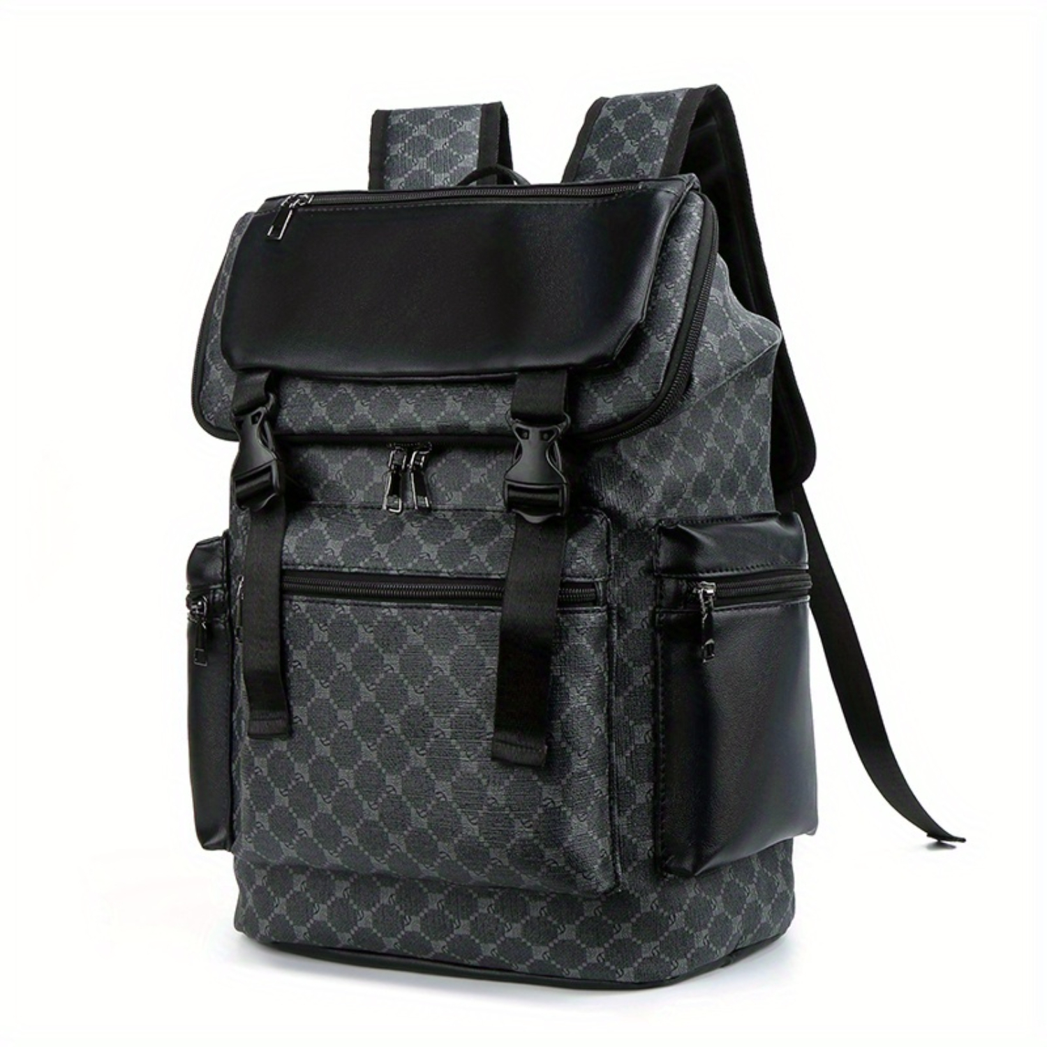 Large Capacity PU Leather Laptop Backpack - Multi-Functional College Bag with Stylish Design - Ideal for Travel & Daily Use